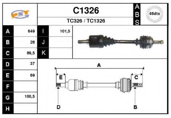 Полуось в сборе snra C1326