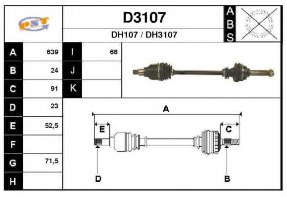Полуось в сборе snra D3107