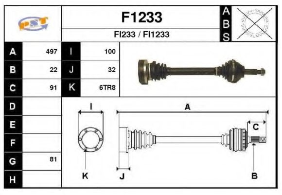 Полуось в сборе snra F1233
