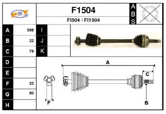 Полуось в сборе snra F1504