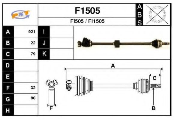 Полуось в сборе snra F1505