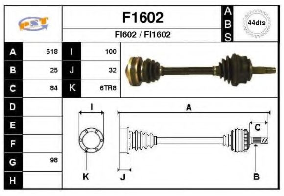Полуось в сборе snra F1602
