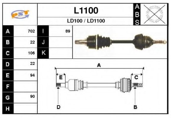 Полуось в сборе snra L1100