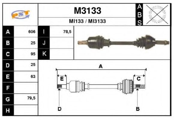 Полуось в сборе snra M3133