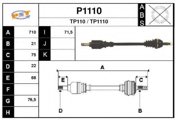 Полуось в сборе snra P1110