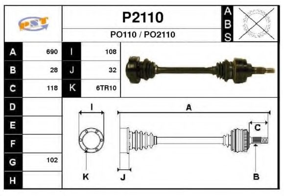 Полуось в сборе snra P2110