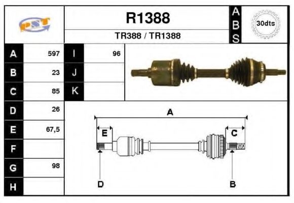 Полуось в сборе snra R1388