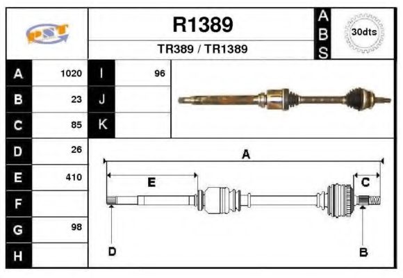 Полуось в сборе snra R1389