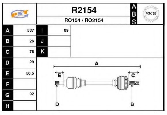 Полуось в сборе snra R2154