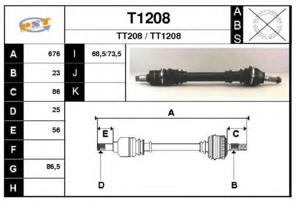 Полуось в сборе snra T1208