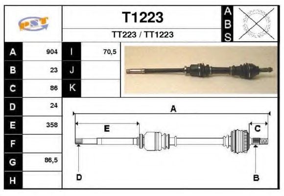 Полуось в сборе snra T1223