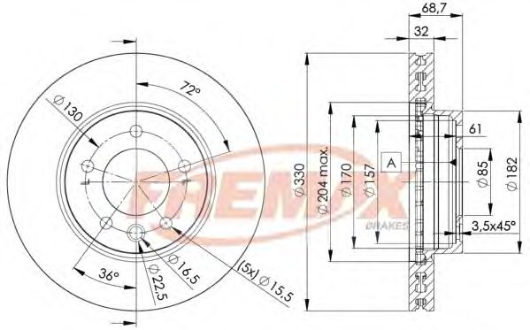 Тормозной диск FREMAX BD-3326