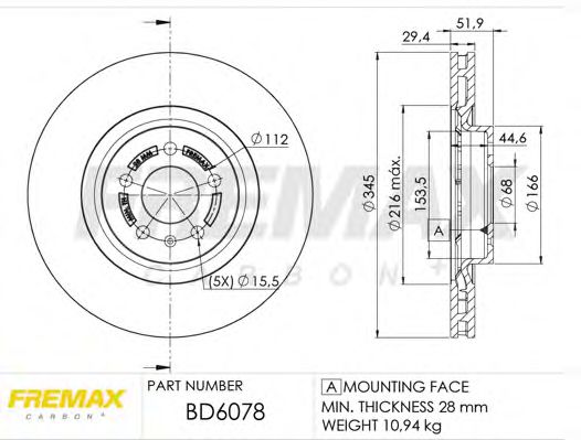 Тормозной диск FREMAX BD-6078