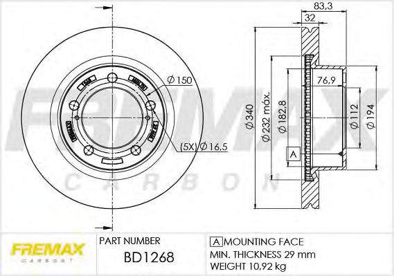 Тормозной диск FREMAX BD-1268