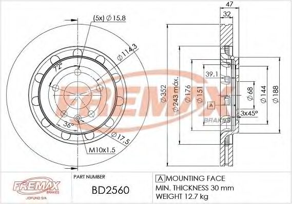 Тормозной диск FORD DG1Z 1125C