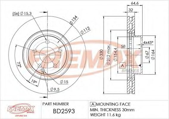 Тормозной диск FREMAX BD-2593