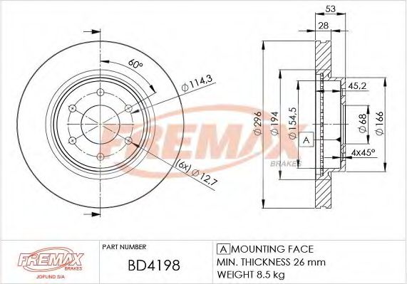 Тормозной диск Nissan/Infiniti 40206JR70C
