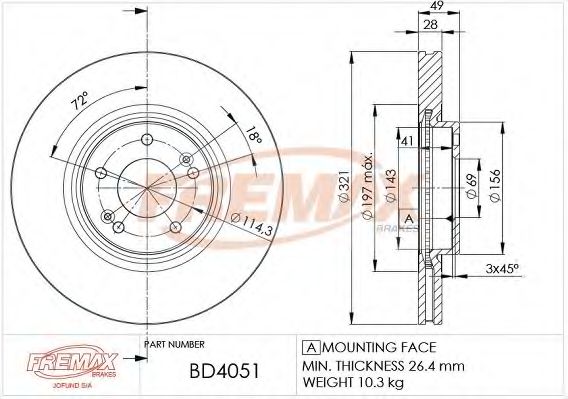 Тормозной диск FREMAX BD-4051