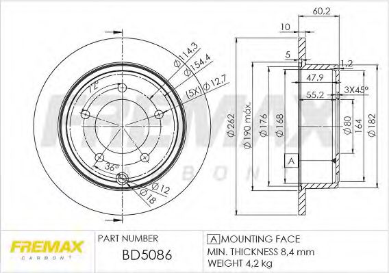 Тормозной диск FREMAX BD-5086