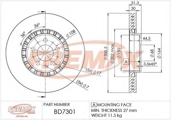 Тормозной диск FREMAX BD-7301