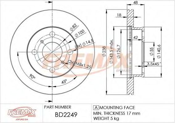 Тормозной диск FREMAX BD-2249