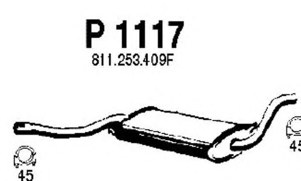 Средний глушитель выхлопных газов fenno P1117