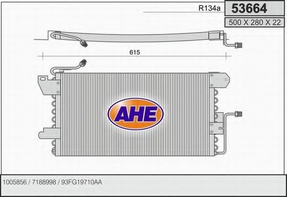 Радиатор кондиционера ahe 53664