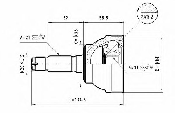 ШРУС с пыльником STATIM C.101
