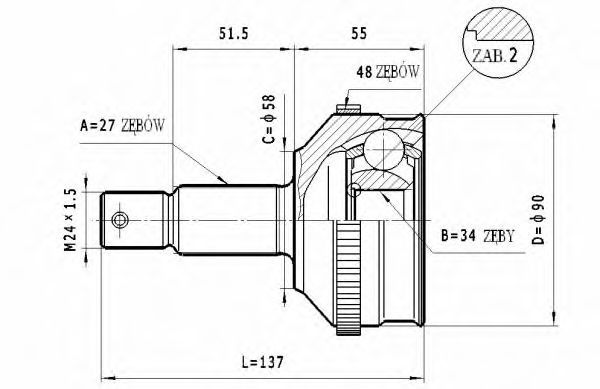 ШРУС с пыльником STATIM C.132