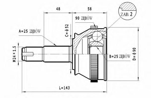 ШРУС с пыльником STATIM C.135