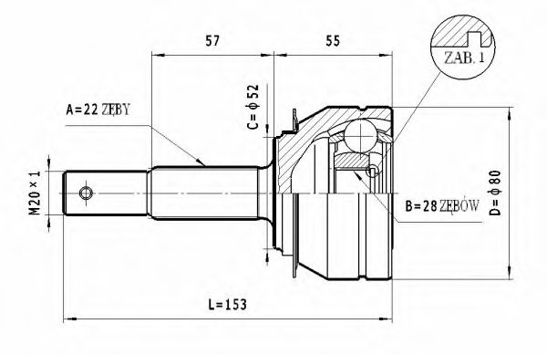ШРУС с пыльником STATIM C.228