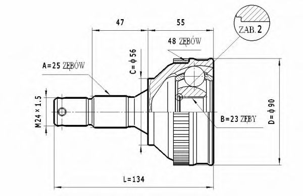 ШРУС с пыльником STATIM C.260