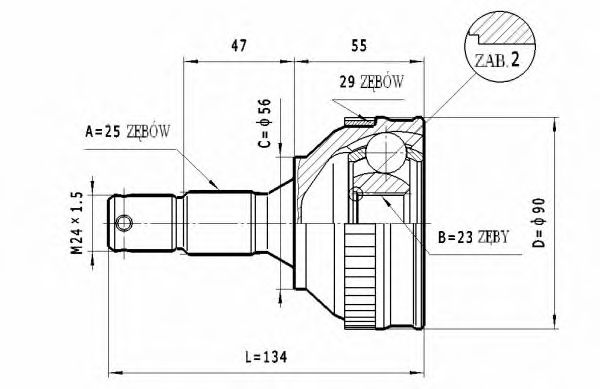ШРУС с пыльником STATIM C.264