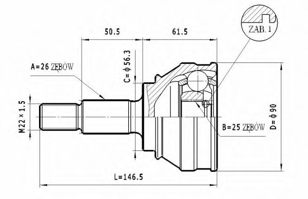 ШРУС с пыльником STATIM C.332
