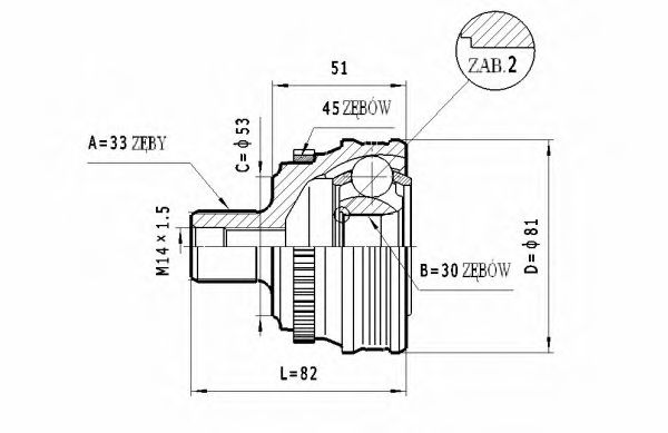ШРУС с пыльником STATIM C.338