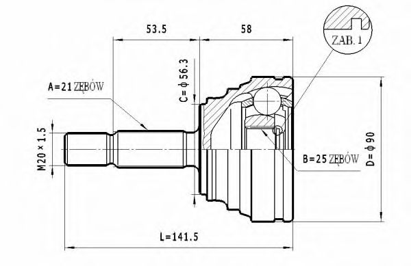 ШРУС с пыльником STATIM C.346