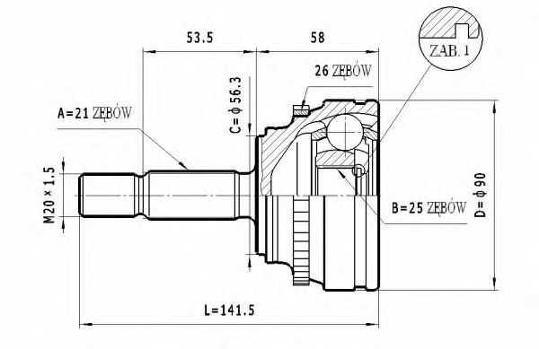 ШРУС с пыльником STATIM C.347