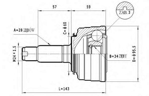 ШРУС с пыльником STATIM C.422