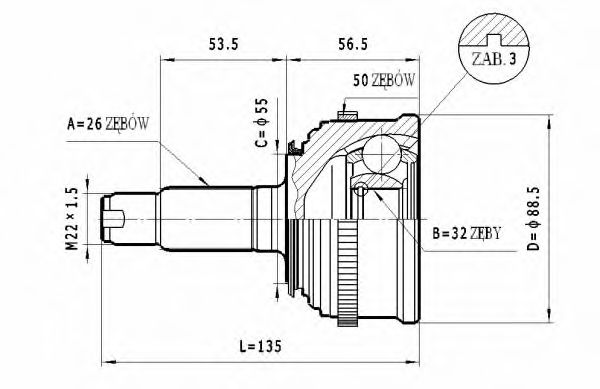 ШРУС с пыльником STATIM C.430