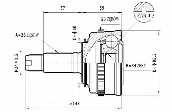 ШРУС с пыльником STATIM C.443