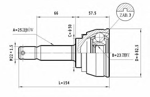 ШРУС с пыльником STATIM C.454