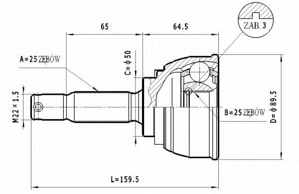 ШРУС с пыльником STATIM C.455