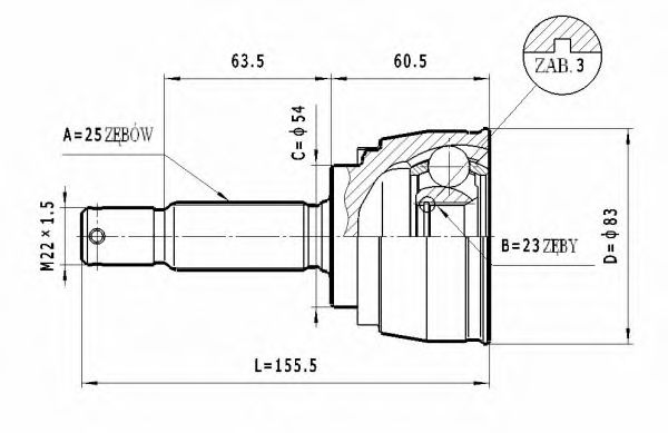 ШРУС с пыльником STATIM C.456