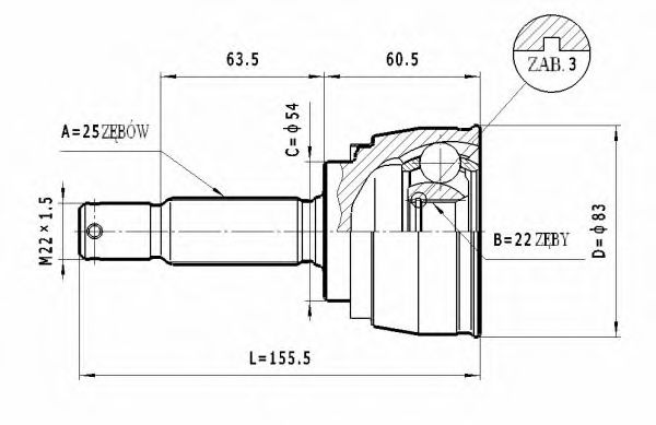 ШРУС с пыльником STATIM C.458