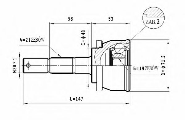 ШРУС с пыльником STATIM C.508