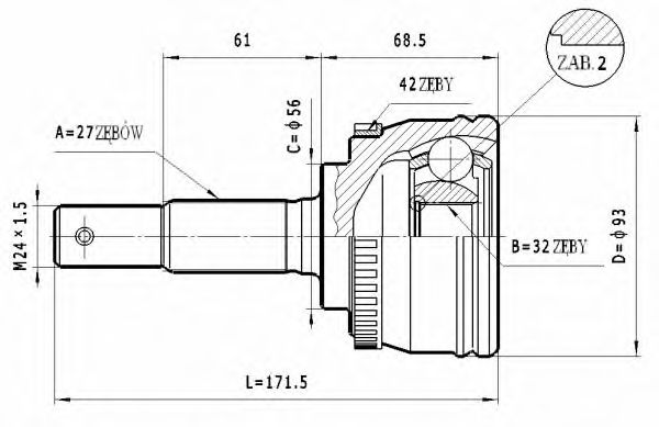 ШРУС с пыльником STATIM C.537