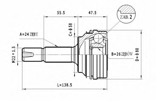 ШРУС с пыльником STATIM C.562