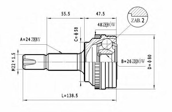 ШРУС с пыльником STATIM C.563