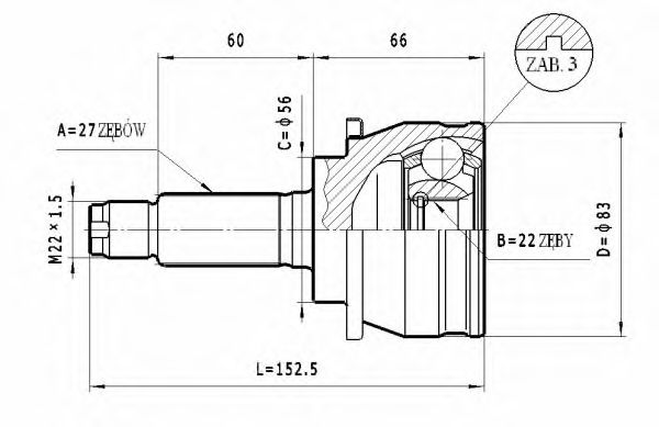 ШРУС с пыльником STATIM C.603