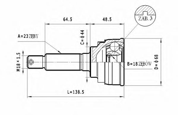 ШРУС с пыльником STATIM C.632